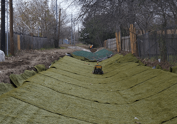HydroTurf used as a rapid, low-impact installation for channel and slopes