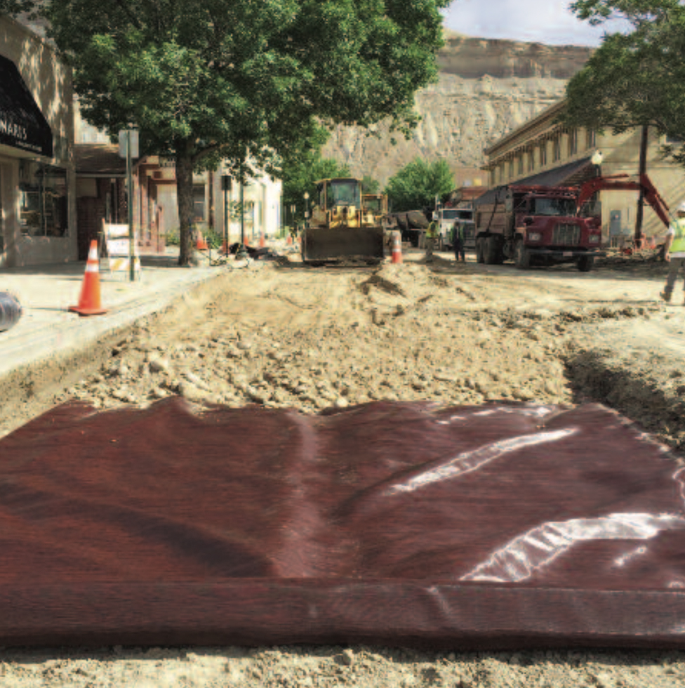 Street construction with Mirafi® RSi Series layed out preview